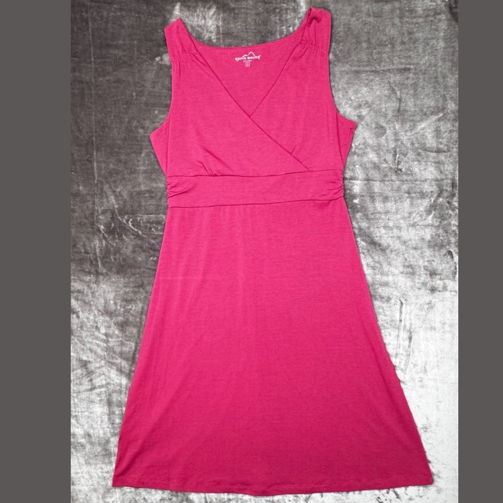 Eddie Bauer Fuchsia Cinched Silhouette Sleeveless Medium A-Line Tank Dress
